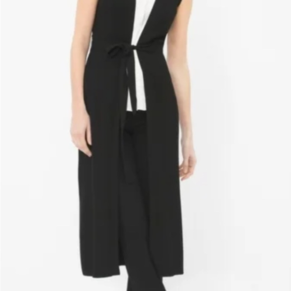 White House Black Market Black Ribbed Vest / Cardigan Sz S